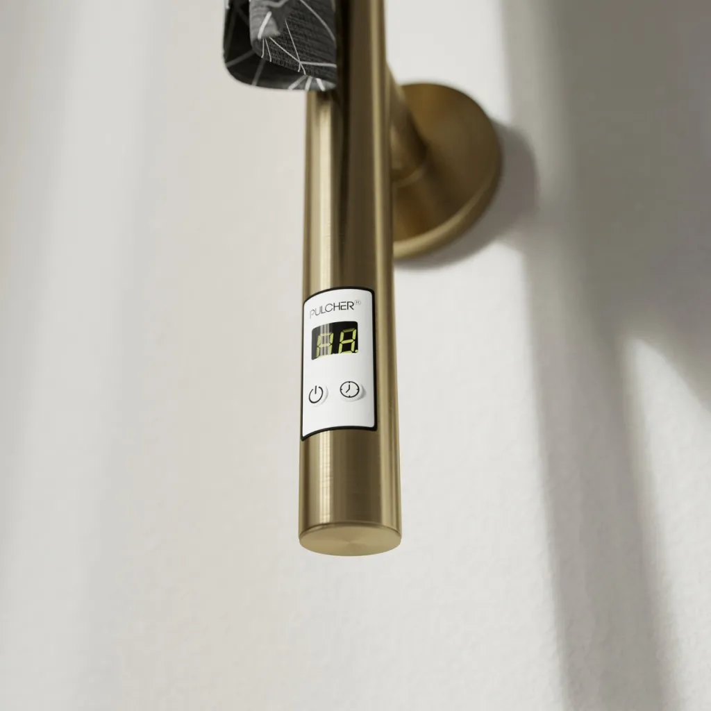 Pulcher® Style PS14 - Elektrisk håndkletørker med timer, PVD børstet messing