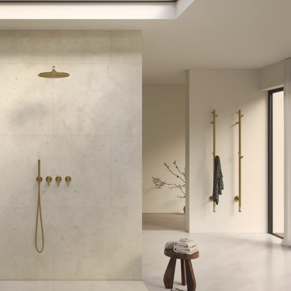 Pulcher® Style PS14 - Elektrisk håndkletørker med timer, PVD børstet messing