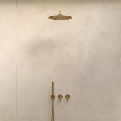 Semplice SBR801 S07 - Dusjsett, Rain DeLuxe Ø30 cm, Vegg, PVD børstet messing