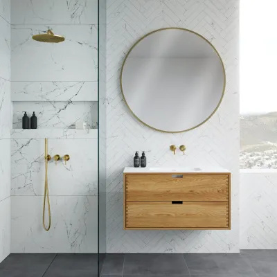 Semplice SBR801 S07 - Dusjsett, Rain DeLuxe Ø30 cm, Vegg, PVD børstet messing