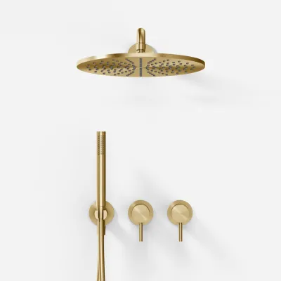 Semplice SBR801 S07 - Dusjsett, Rain DeLuxe Ø30 cm, Vegg, PVD børstet messing