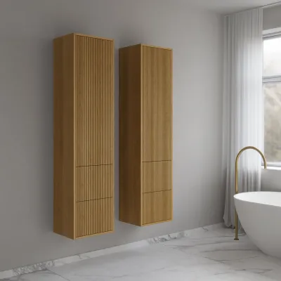 Noorwork NHC4317 - 40x35x170 cm, Skap med 2 skuffer i naturlig eik 