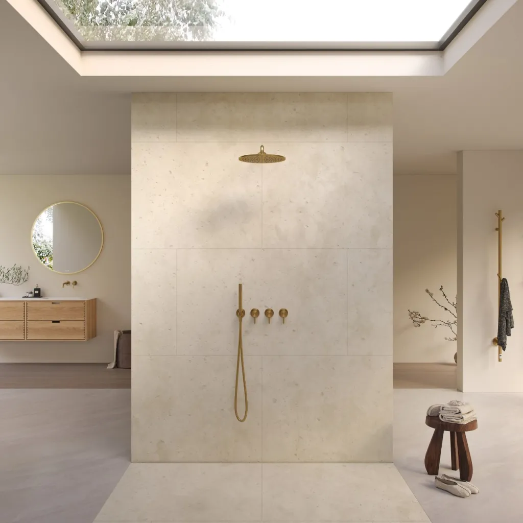 Semplice STB801 S07 - Rain DeLux SmartTerm Ø30 cm EasyClean, Vegg, PVD Børstet Messing