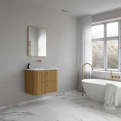 Noorwork 80 - Skap i naturlig eik, inkludert matt hvit Corian®-vasketopp