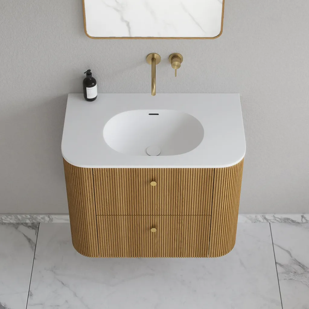 Noorwork 80 - Skap i naturlig eik, inkludert matt hvit Corian®-vasketopp