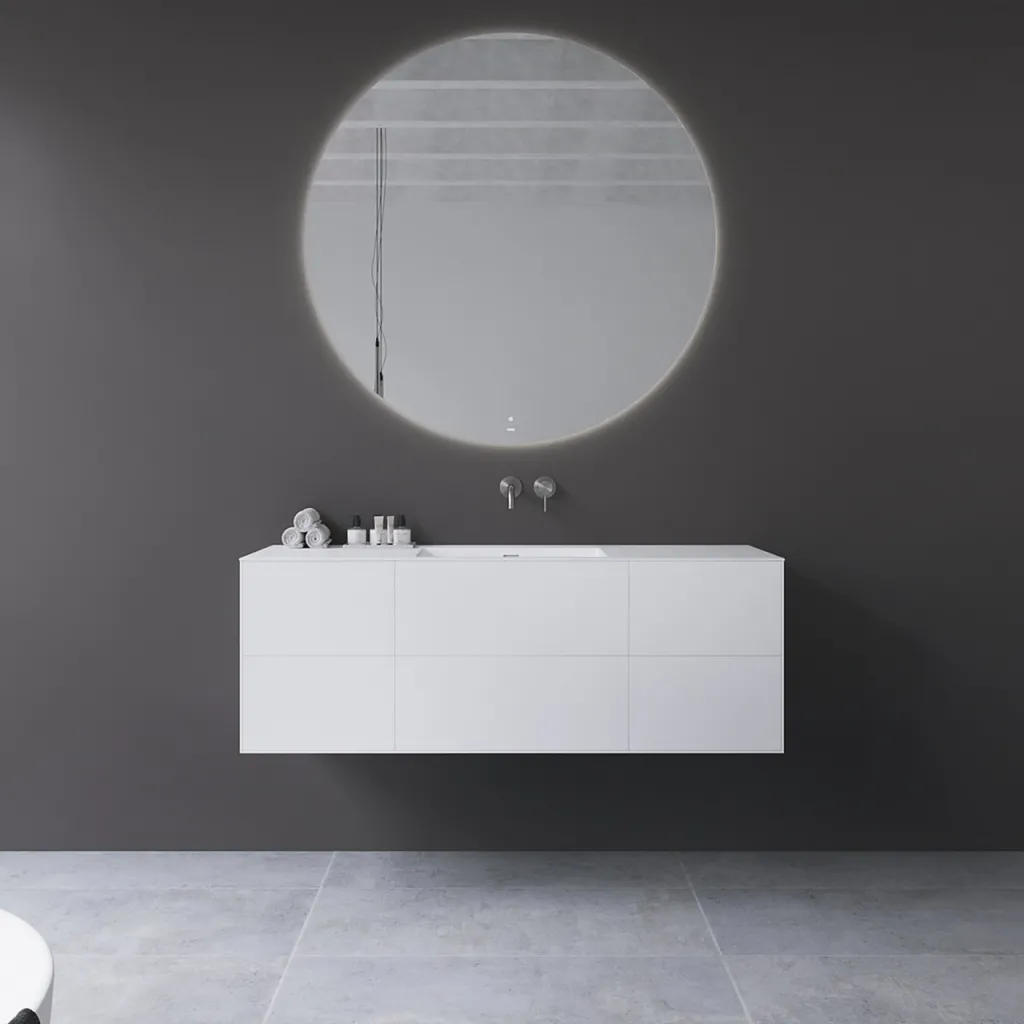 Copenhagen Chic 140 - MKII, Skap, 6 skuffer, vask og kabinett i Glacier White Corian® og fronter i matt hvit