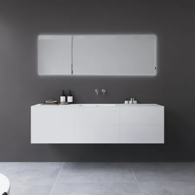 Copenhagen Chic 180 - MKII, Skap, 6 skuffer, vask og kabinett i Glacier White Corian® og fronter i matt hvit