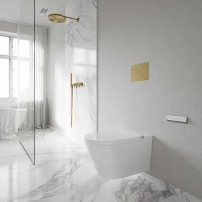 Aqualux PAX2-S Duschtoilet - MKII, LuxDusch Bidetfunksjon og myklukkende sete med oppvarmet Vortex-flush hvit