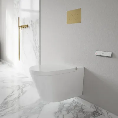 Aqualux PAX2-S Duschtoilet - MKII, LuxDusch Bidetfunksjon og myklukkende sete med oppvarmet Vortex-flush hvit