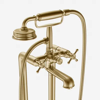 Hassel&Teudt HBK702 - Frittstående badekararmatur, PVD børstet messing