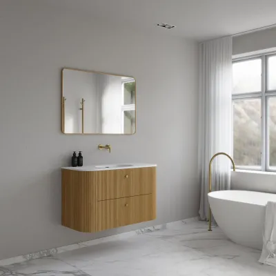 Noorwork 100 - Skap i naturlig eik, inkludert matt hvit Corian®-vasketopp