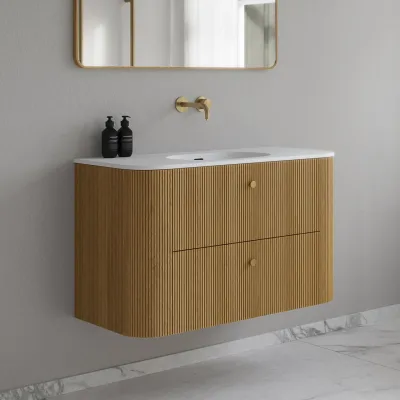 Noorwork 100 - Skap i naturlig eik, inkludert matt hvit Corian®-vasketopp