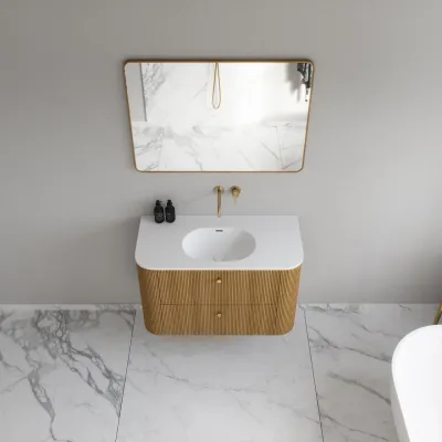 Noorwork 100 - Skap i naturlig eik, inkludert matt hvit Corian®-vasketopp