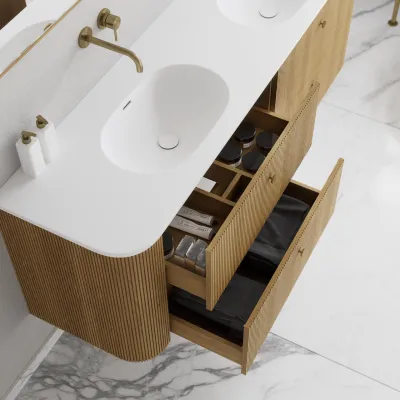 Noorwork 100 - Skap i naturlig eik, inkludert matt hvit Corian®-vasketopp