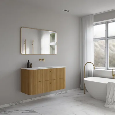 Noorwork 120 - Skap i naturlig eik, inkludert matt hvit Corian®-vasketopp