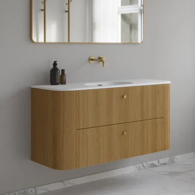 Noorwork 120 - Skap i naturlig eik, inkludert matt hvit Corian®-vasketopp