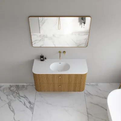 Noorwork 120 - Skap i naturlig eik, inkludert matt hvit Corian®-vasketopp