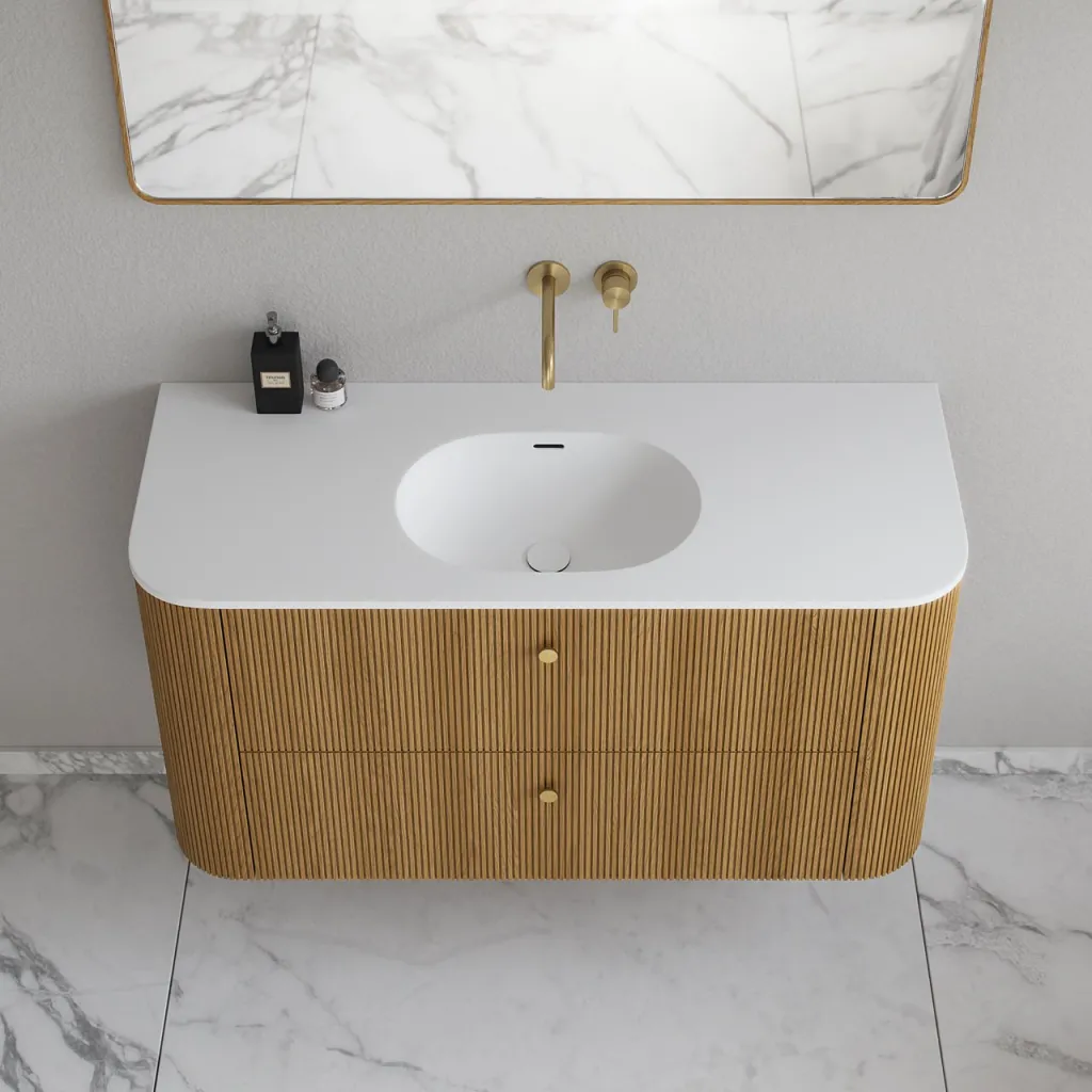 Noorwork 120 - Skap i naturlig eik, inkludert matt hvit Corian®-vasketopp