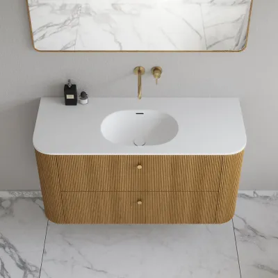 Noorwork 120 - Skap i naturlig eik, inkludert matt hvit Corian®-vasketopp