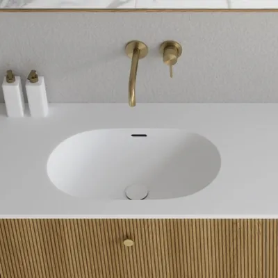 Noorwork 120 - Skap i naturlig eik, inkludert matt hvit Corian®-vasketopp