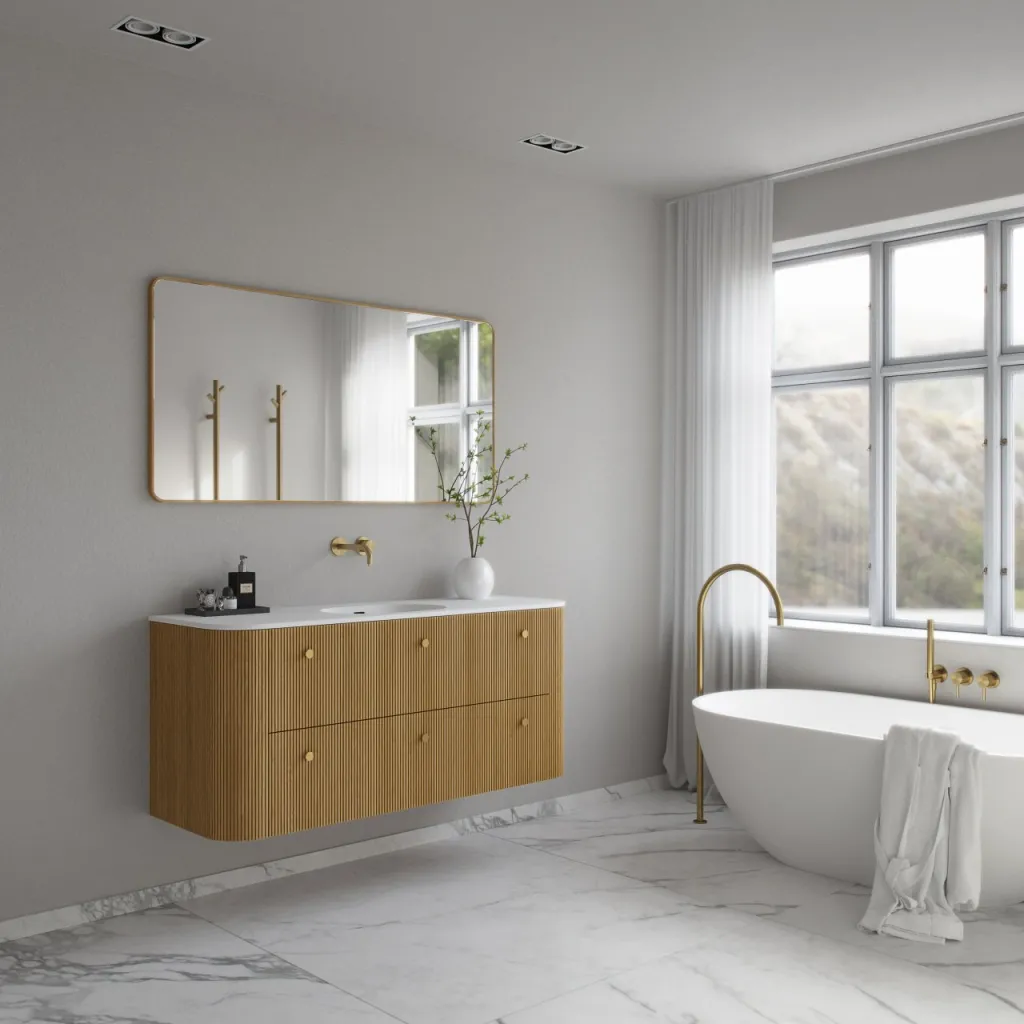 Noorwork 140 - Skap i naturlig eik, inkludert matt hvit Corian®-vasketopp