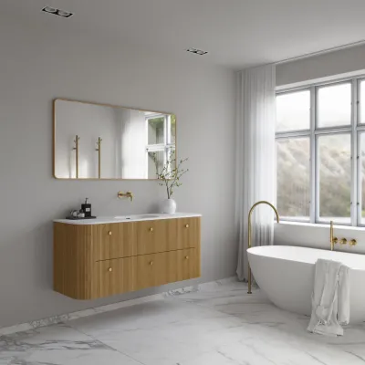 Noorwork 140 - Skap i naturlig eik, inkludert matt hvit Corian®-vasketopp