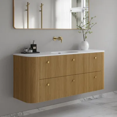 Noorwork 140 - Skap i naturlig eik, inkludert matt hvit Corian®-vasketopp