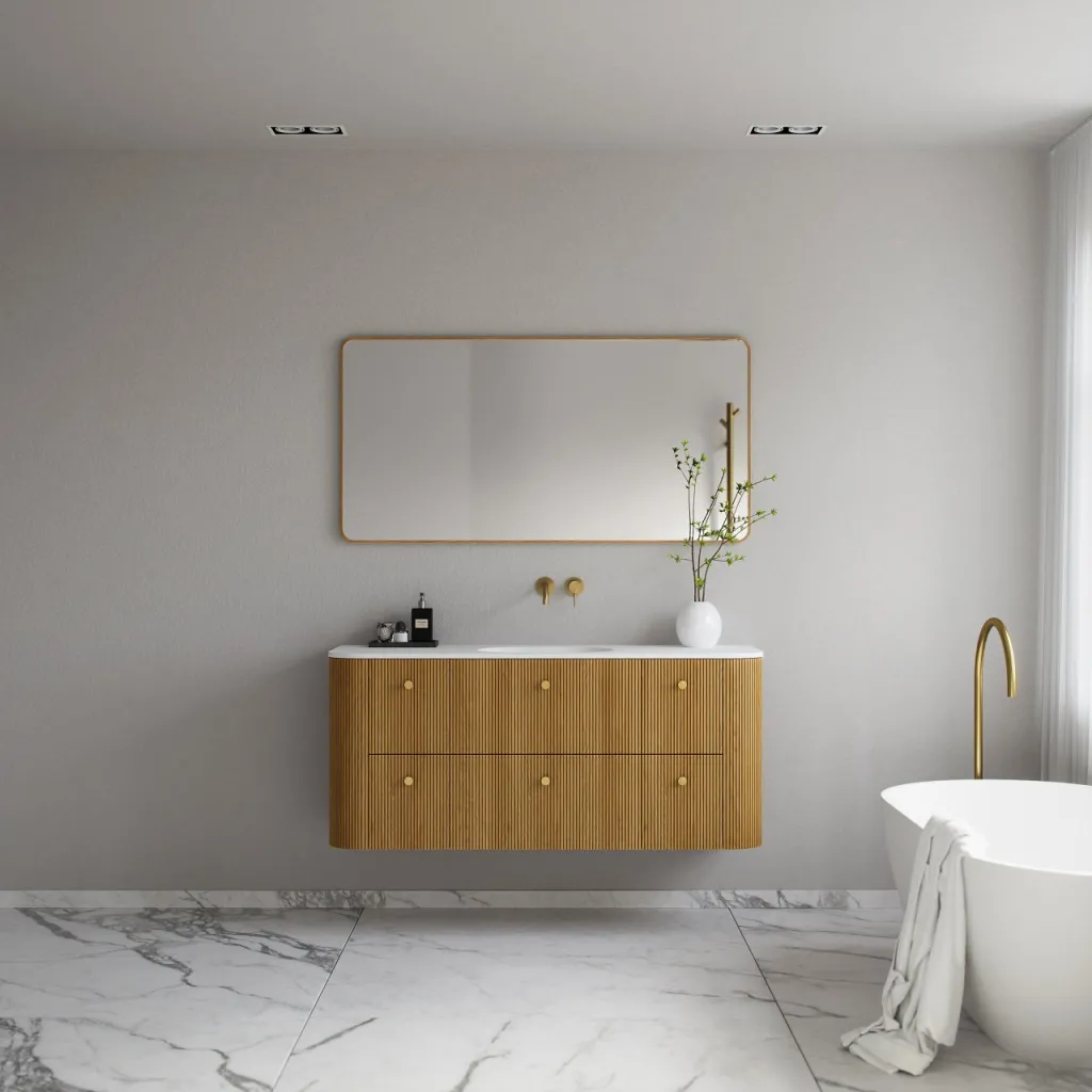 Noorwork 140 - Skap i naturlig eik, inkludert matt hvit Corian®-vasketopp