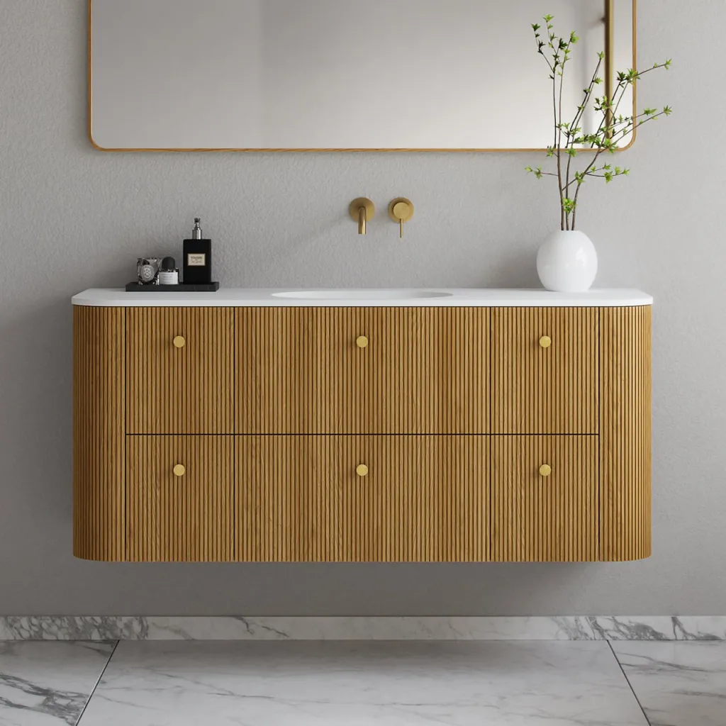 Noorwork 140 - Skap i naturlig eik, inkludert matt hvit Corian®-vasketopp