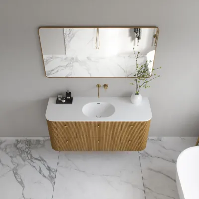 Noorwork 140 - Skap i naturlig eik, inkludert matt hvit Corian®-vasketopp