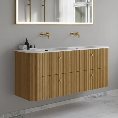 Noorwork 140D - Skap i naturlig eik, inkludert matt hvit Corian®-vasketopp