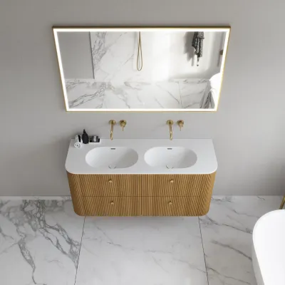 Noorwork 140D - Skap i naturlig eik, inkludert matt hvit Corian®-vasketopp