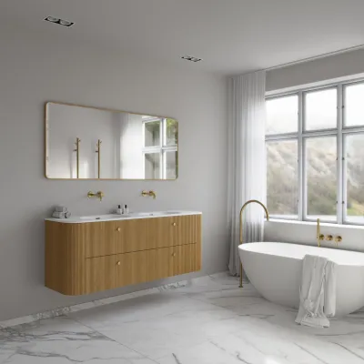 Noorwork 160D - Skap i naturlig eik, inkludert matt hvit Corian®-vasketopp