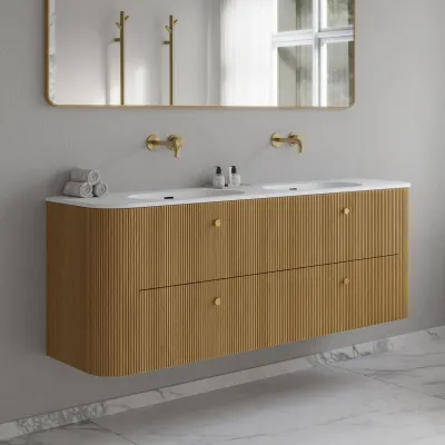 Noorwork 160D - Skap i naturlig eik, inkludert matt hvit Corian®-vasketopp