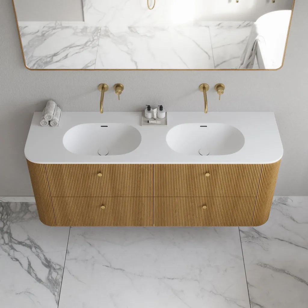 Noorwork 160D - Skap i naturlig eik, inkludert matt hvit Corian®-vasketopp