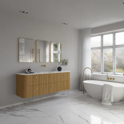 Noorwork 180 - Skap i naturlig eik, inkludert matt hvit Corian®-vasketopp