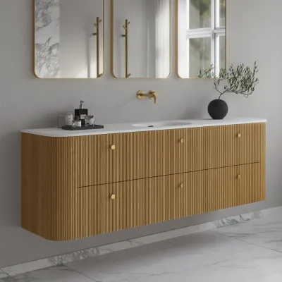 Noorwork 180 - Skap i naturlig eik, inkludert matt hvit Corian®-vasketopp