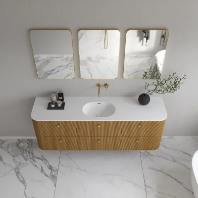 Noorwork 180 - Skap i naturlig eik, inkludert matt hvit Corian®-vasketopp