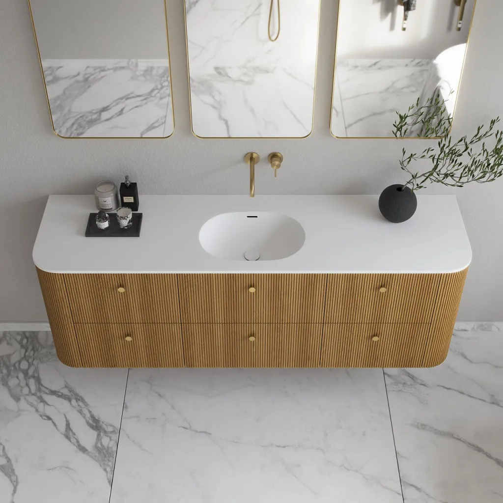 Noorwork 180 - Skap i naturlig eik, inkludert matt hvit Corian®-vasketopp