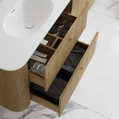 Noorwork 180 - Skap i naturlig eik, inkludert matt hvit Corian®-vasketopp