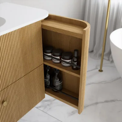 Noorwork 180D - Skap i naturlig eik, inkludert matt hvit Corian®-vasketopp