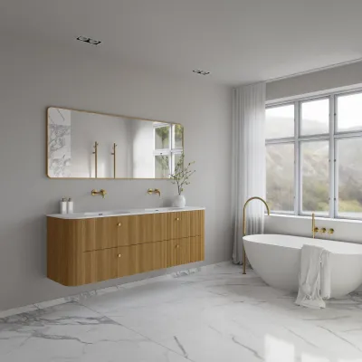 Noorwork 180D - Skap i naturlig eik, inkludert matt hvit Corian® dobbelvask