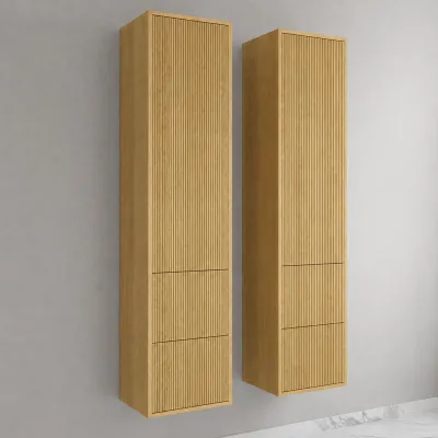 Noorwork NHC4317 - Skap, 40x35x170 cm med 2 skuffer i lys naturlig eik