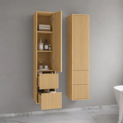 Noorwork NHC4317 - Skap, 40x35x170 cm med 2 skuffer i lys naturlig eik