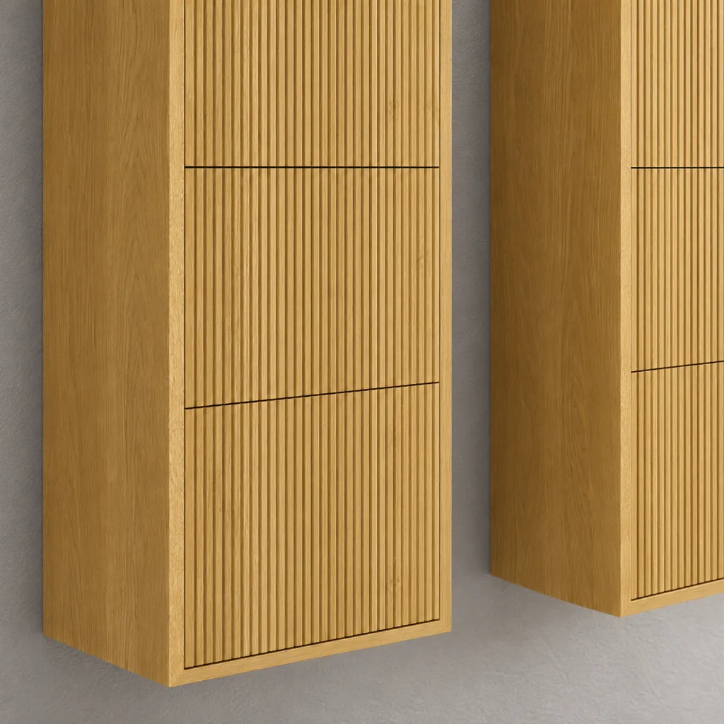 Noorwork NHC4317 - Skap, 40x35x170 cm med 2 skuffer i lys naturlig eik