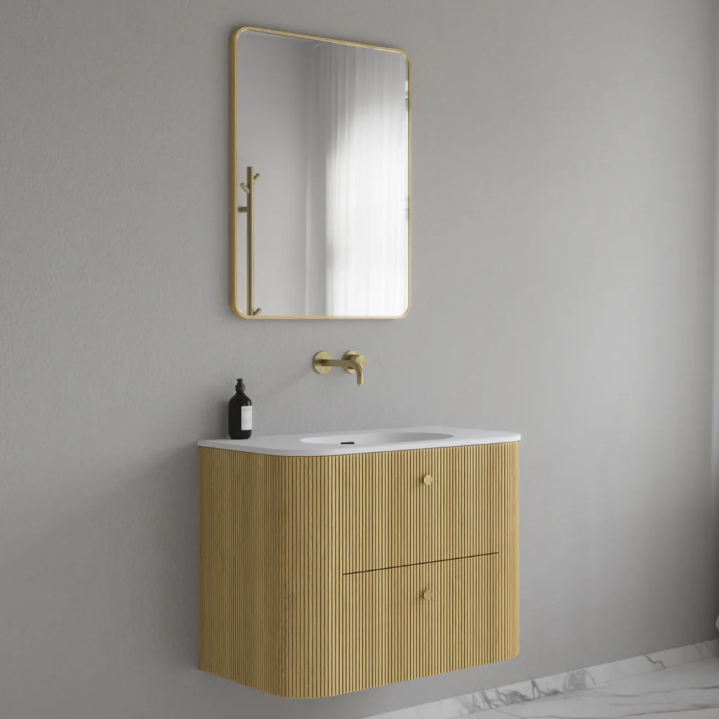 Noorwork 80 - Skap i lys naturlig eik, inkludert matt hvit Corian®-vaskeplate