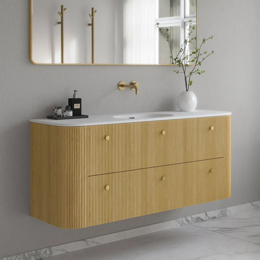 Noorwork 140 - Skap i lys naturlig eik, inkludert matt hvit Corian®-vaskeplate
