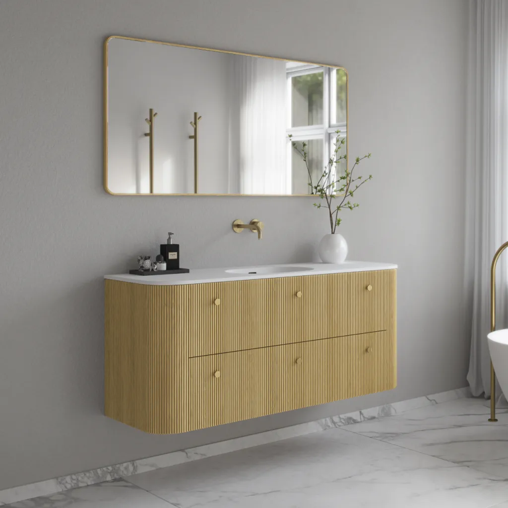 Noorwork 140 - Skap i lys naturlig eik, inkludert matt hvit Corian®-vaskeplate
