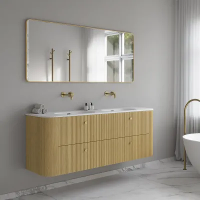 Noorwork 160D - Skap i lys naturlig eik, inkludert matt hvit Corian®-vaskeplate