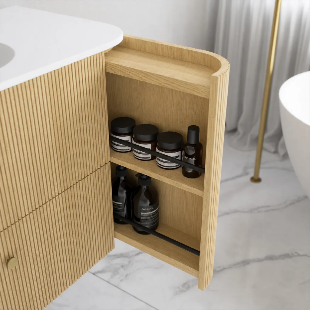 Noorwork 180 - Skap i lys naturlig eik, inkludert matt hvit Corian®-vaskeplate